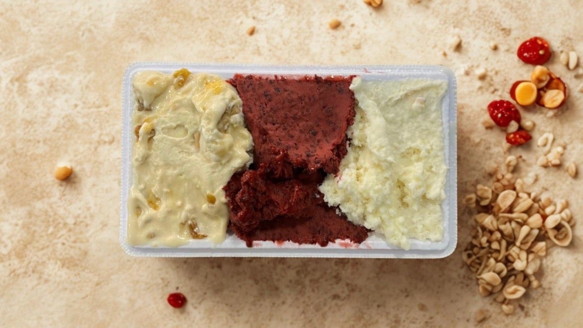 Vaschetta di gelato alla frutta con sorbetto ai frutti rossi